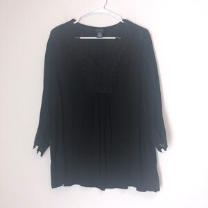 Donna Moore XL Black 3/4 Sleeve Top